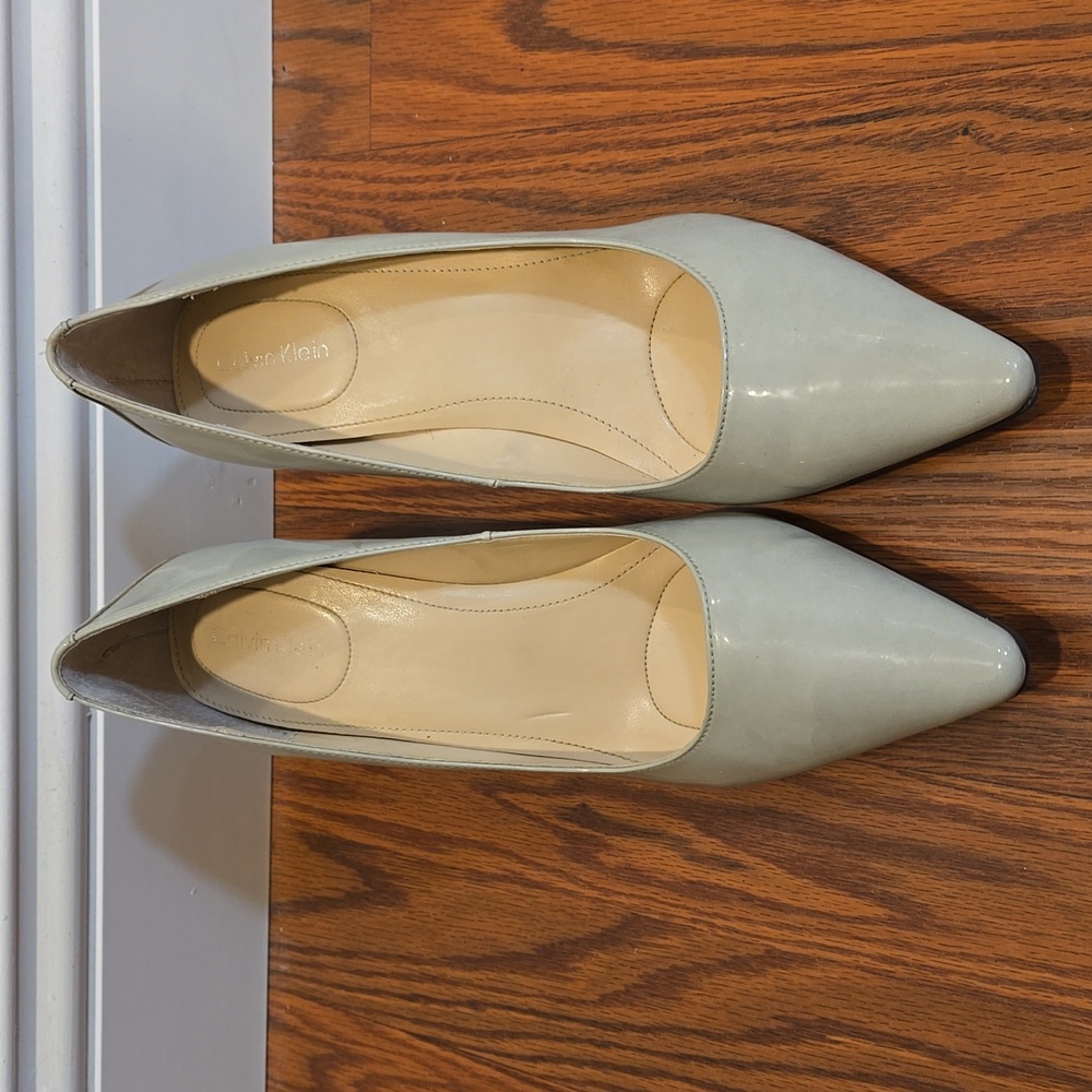 Calvin Klein Gray Patent Leather Heels